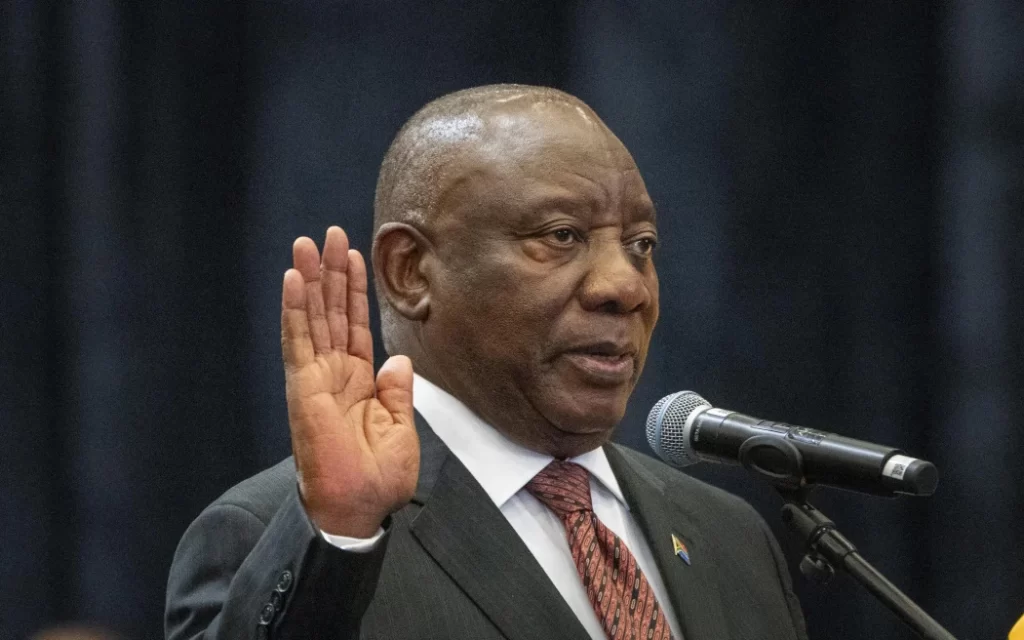 South Africa's President unveils new coalition government